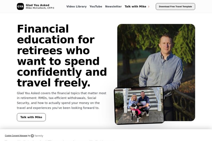 Screenshot of the Glad You Asked Mike website homepage